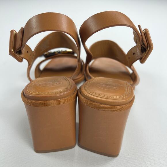 Tory Burch Delaney Embellished Sandal Camel Brown Tortoise Crystal Size 7.5M - Picture 3 of 11